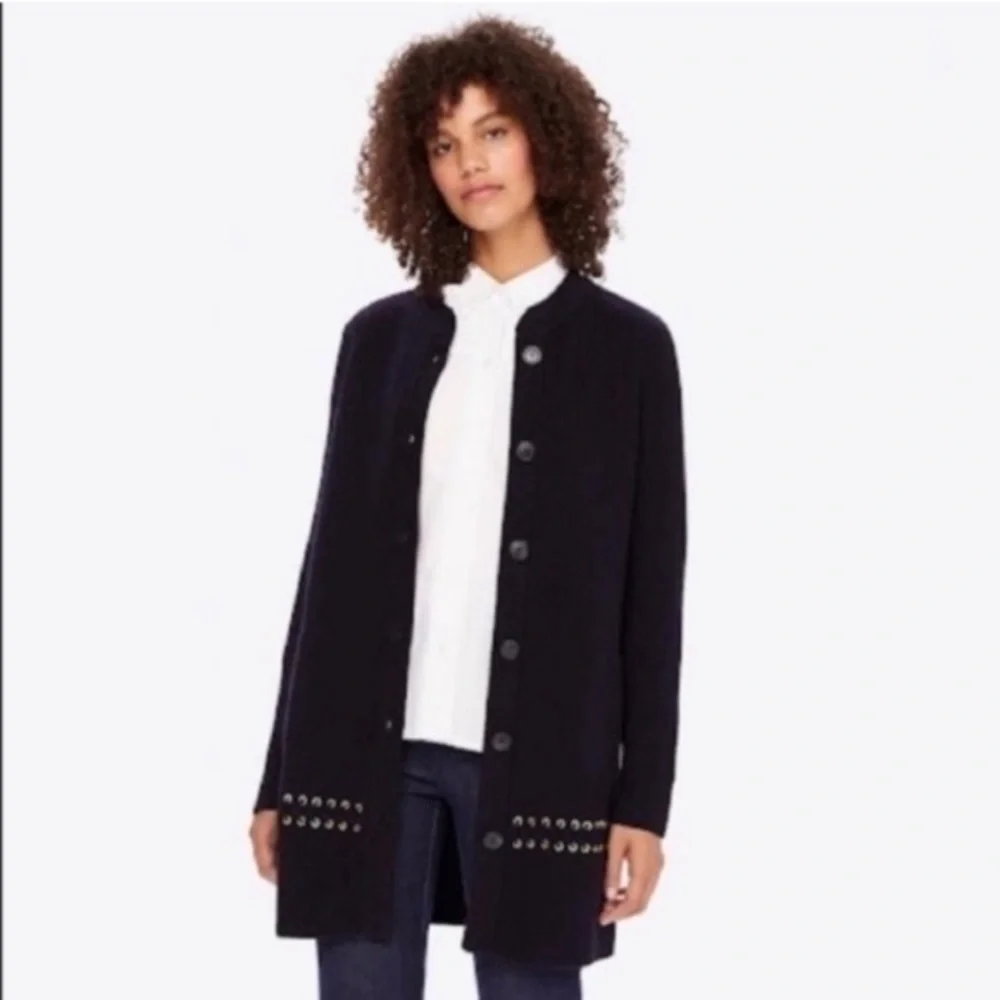 ✅ Tory Burch Cardigan Harley Sweater Coat in Navy